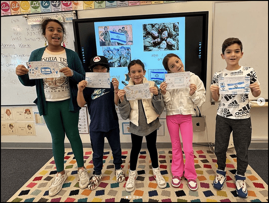 Students made cards with prayers for peace in Israel.