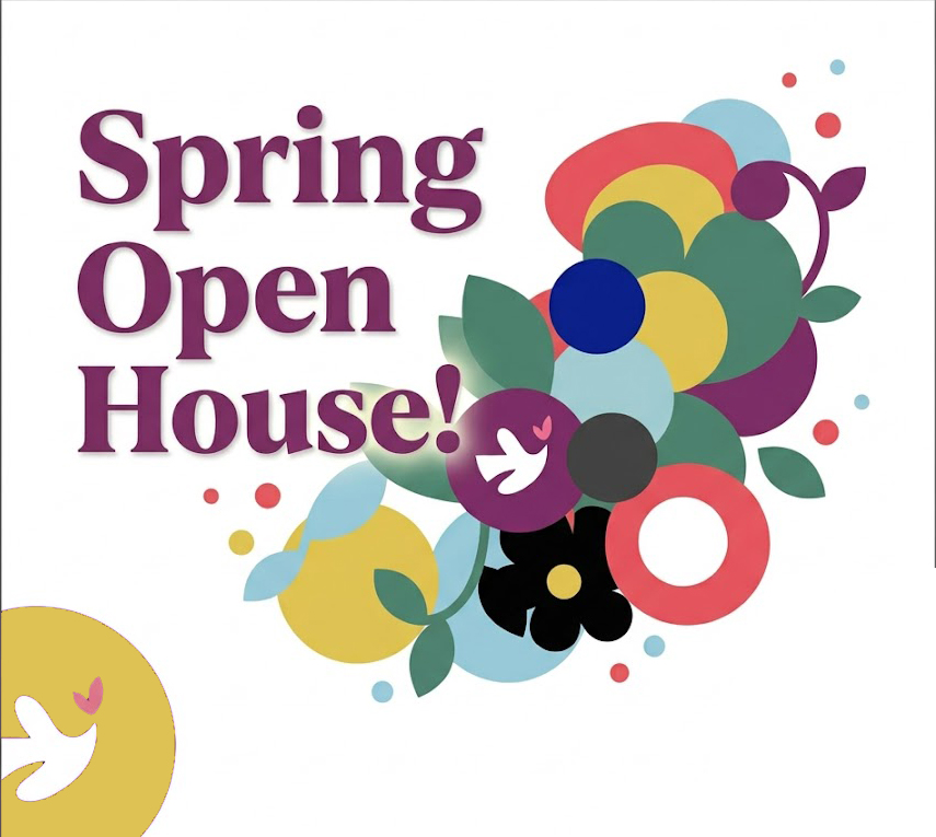 Floral Graphic that says Spring Open House!